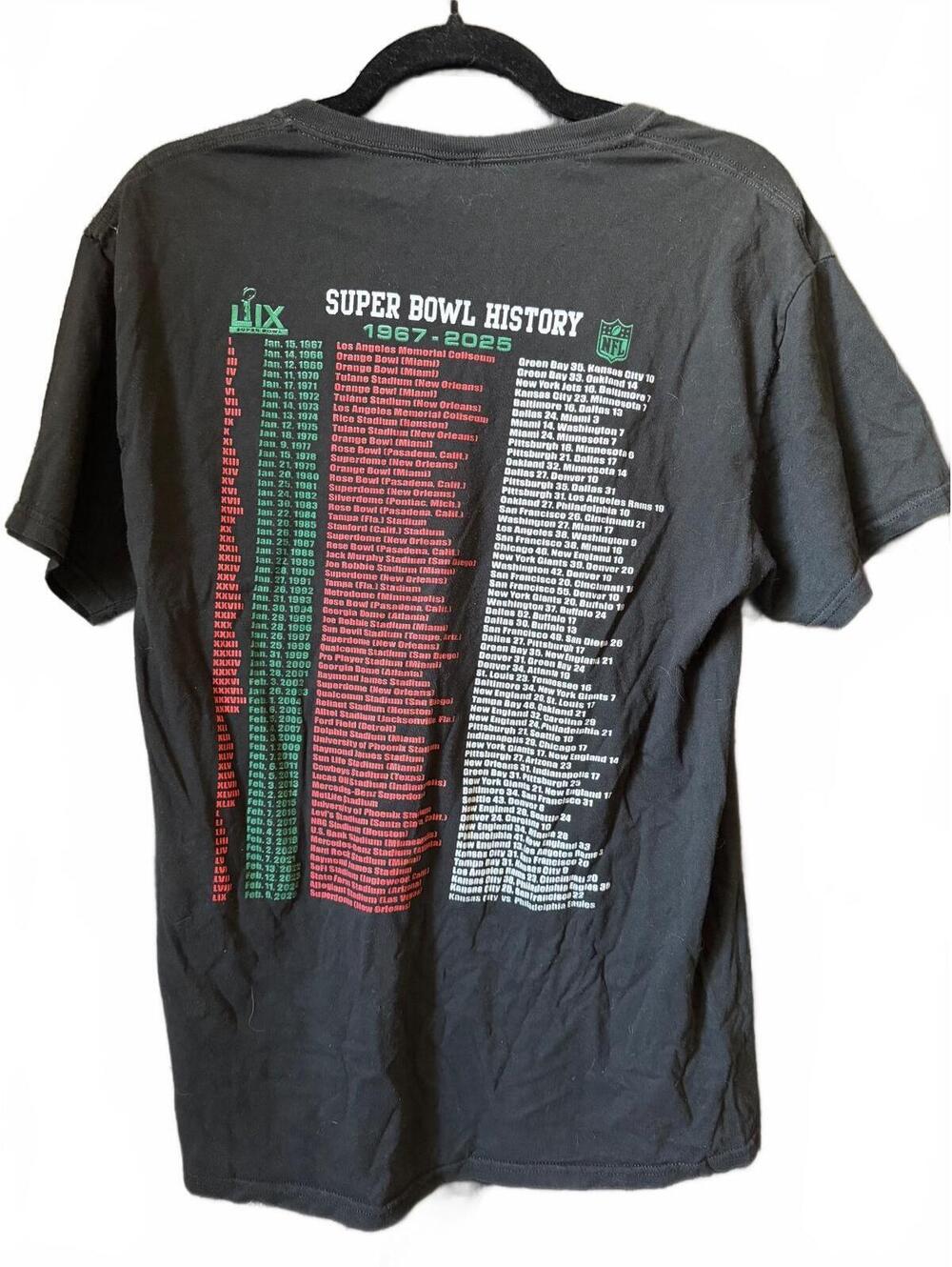 Super Bowl LIX Eagles Chiefs Graphic T-Shirt NFL Football Black Men’s Medium - Picture 2 of 5